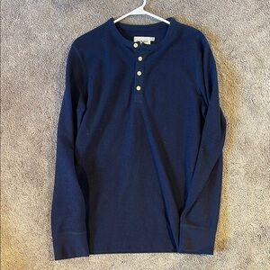 Navy Long Sleeve Henley Shirt